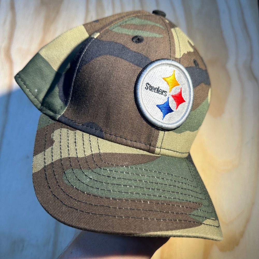 New Era Pittsburgh Steelers NFL Camo 9FORTY Snapback Hat Woodland Camouflage